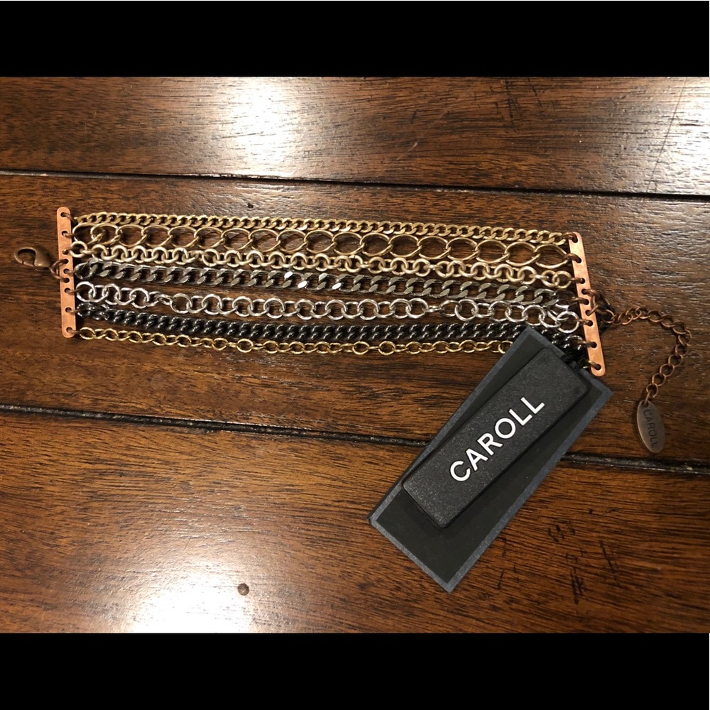 Italian mixed metal chain link adjustable bracelet